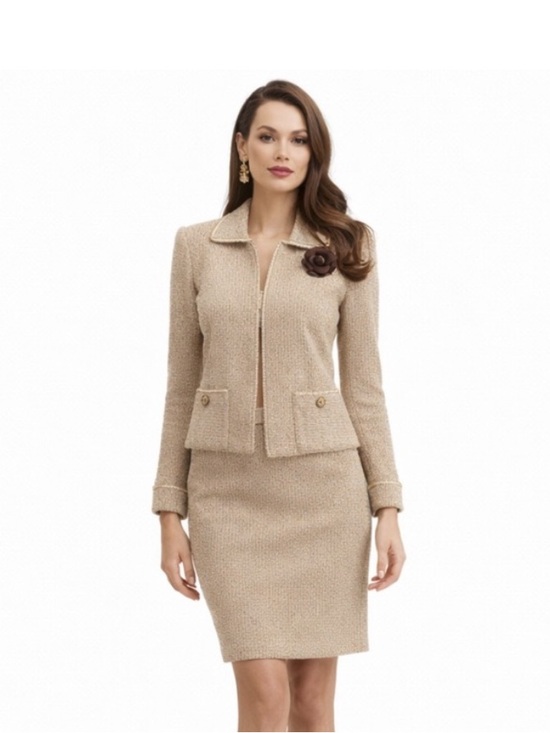 St. John Jackets & Blazers - ST. JOHN Elegant Cream Women's Jacket & Skirt Set